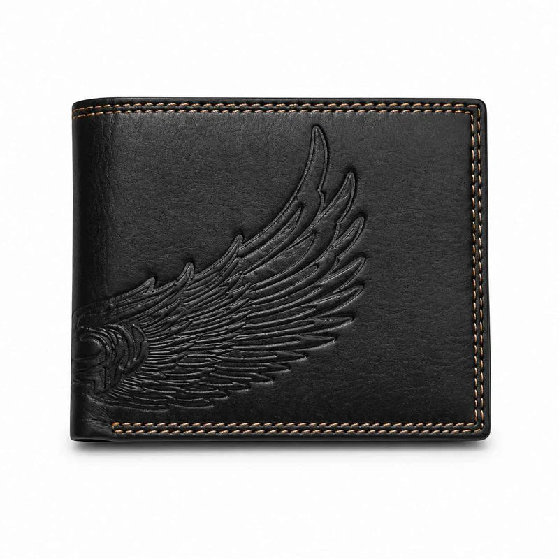 Wing Embossed Leather Bifold Wallet