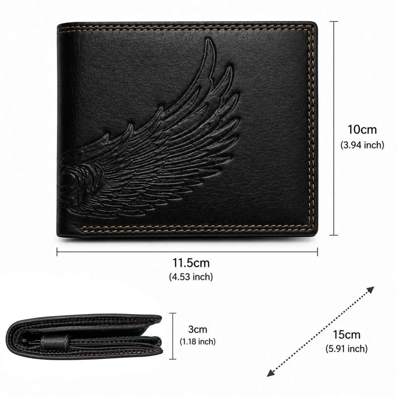 Wing Embossed Leather Bifold Wallet