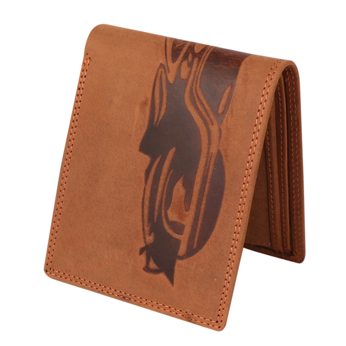 bike embossed cruch leather wallet