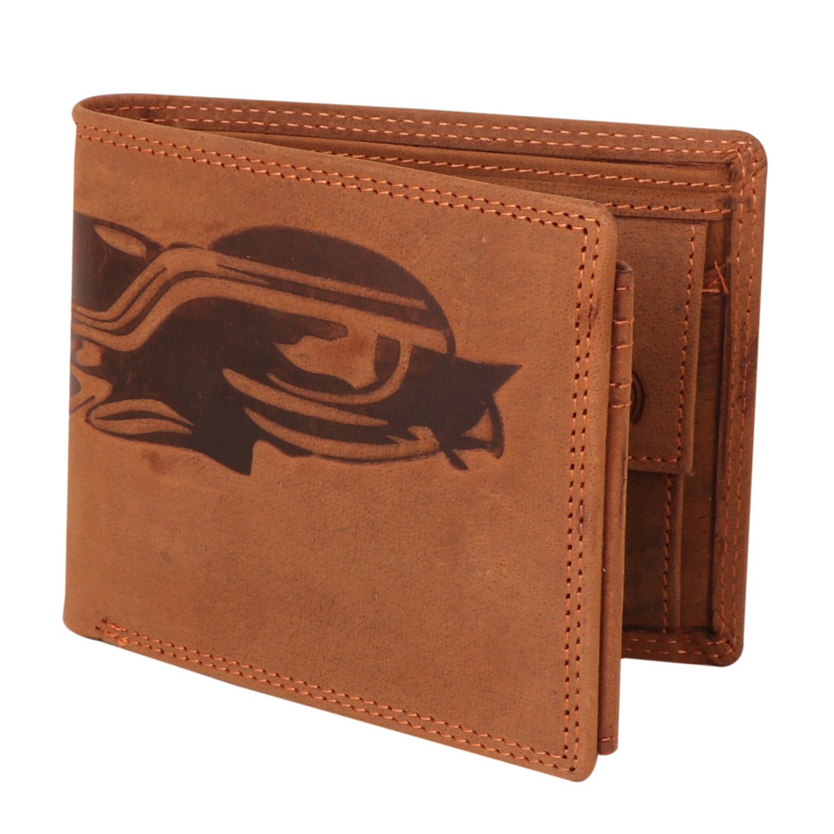 bike embossed cruch leather wallet