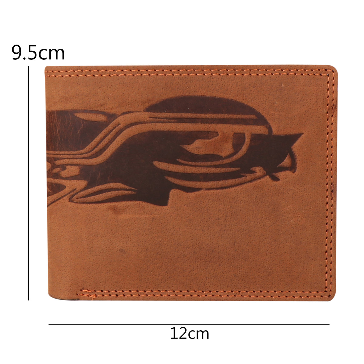 bike embossed cruch leather wallet