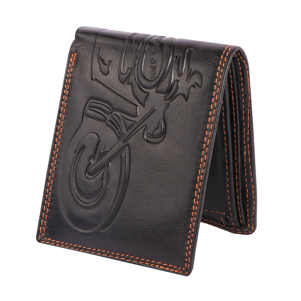 Seragino Bike Embossed Leather Bifold Wallet