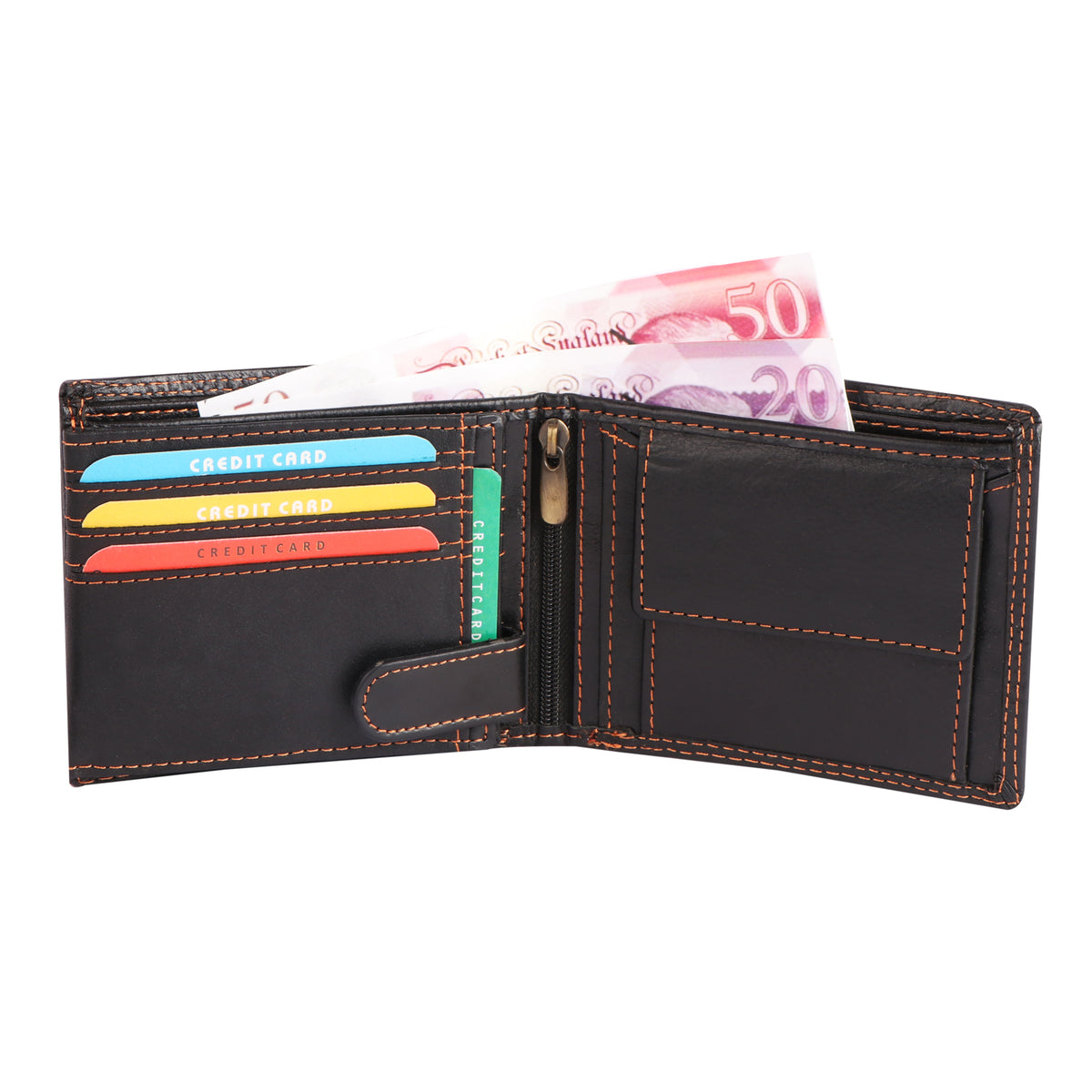 Seragino Bike Embossed Leather Bifold Wallet