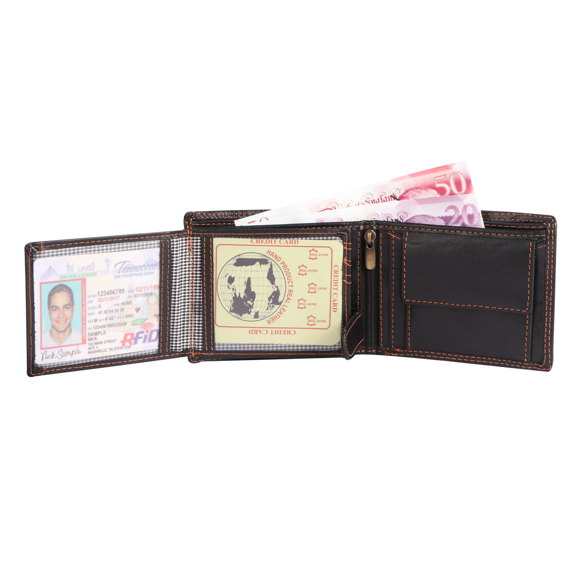 Seragino Bike Embossed Leather Bifold Wallet