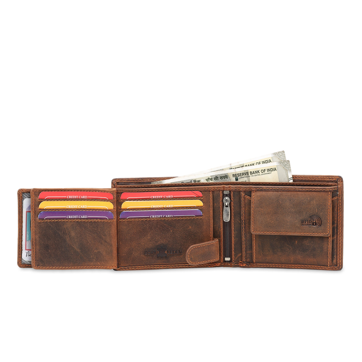eagle embossed crunch leather wallet