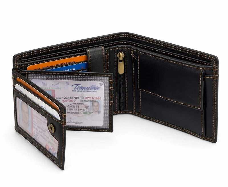 Wing Embossed Leather Bifold Wallet