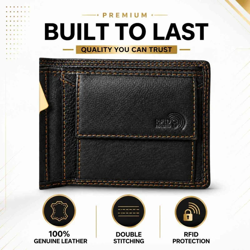 Wing Embossed Leather Bifold Wallet