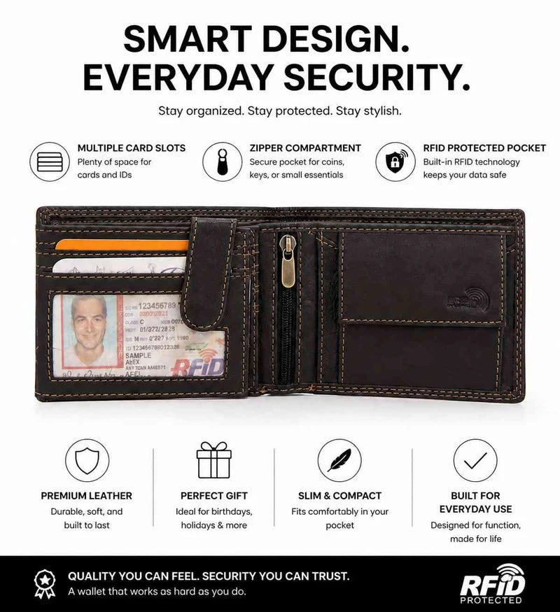 Wing Embossed Leather Bifold Wallet