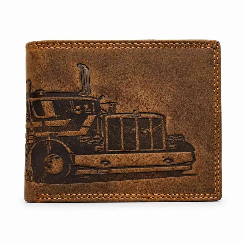 truck embossed cruch leather wallet