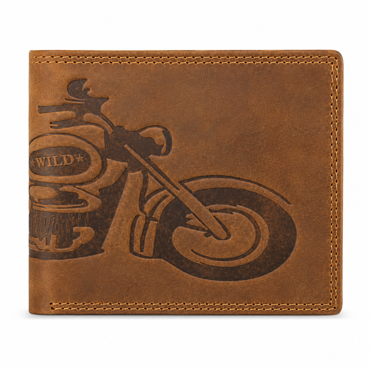 bike embossed cruch leather wallet