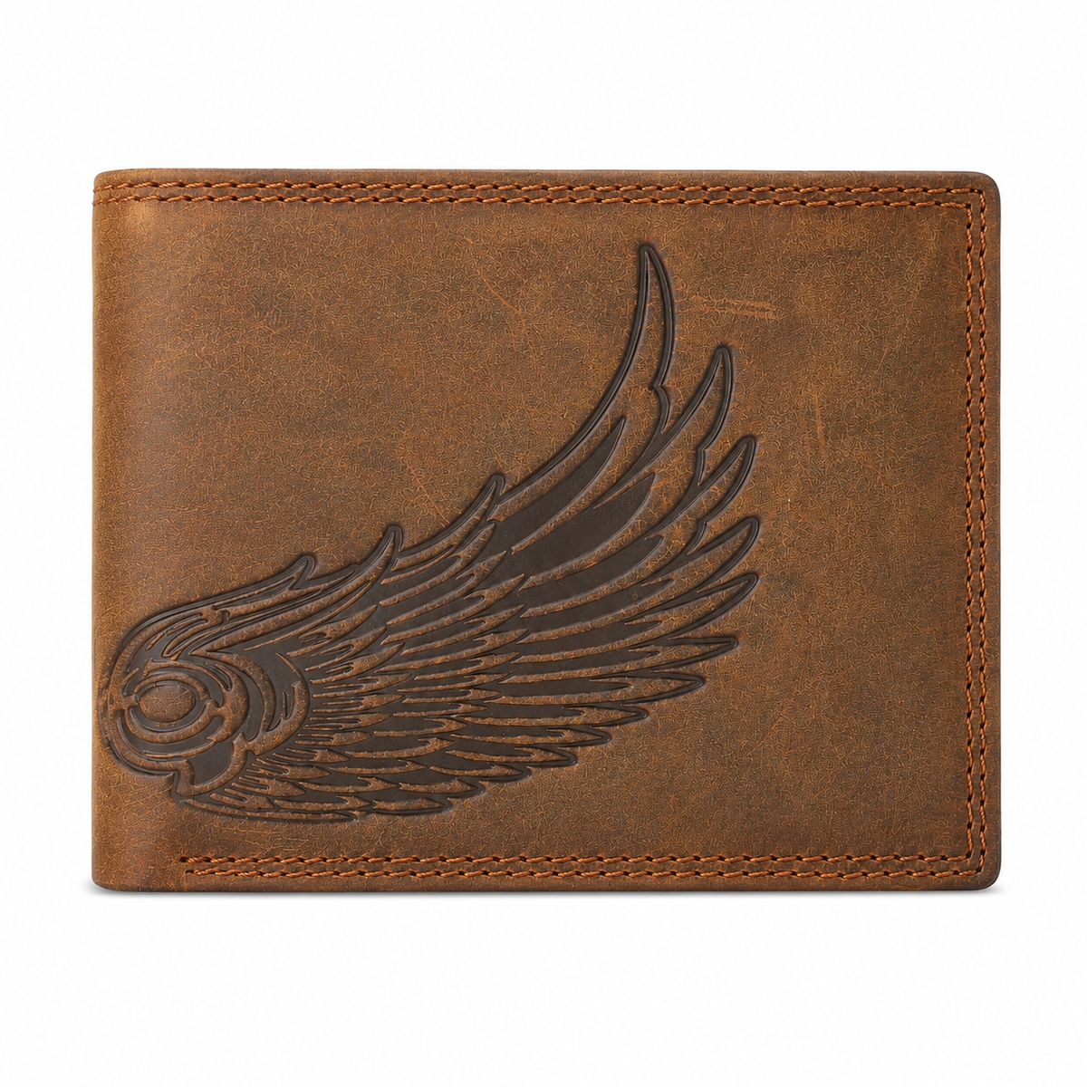 eagle embossed crunch leather wallet