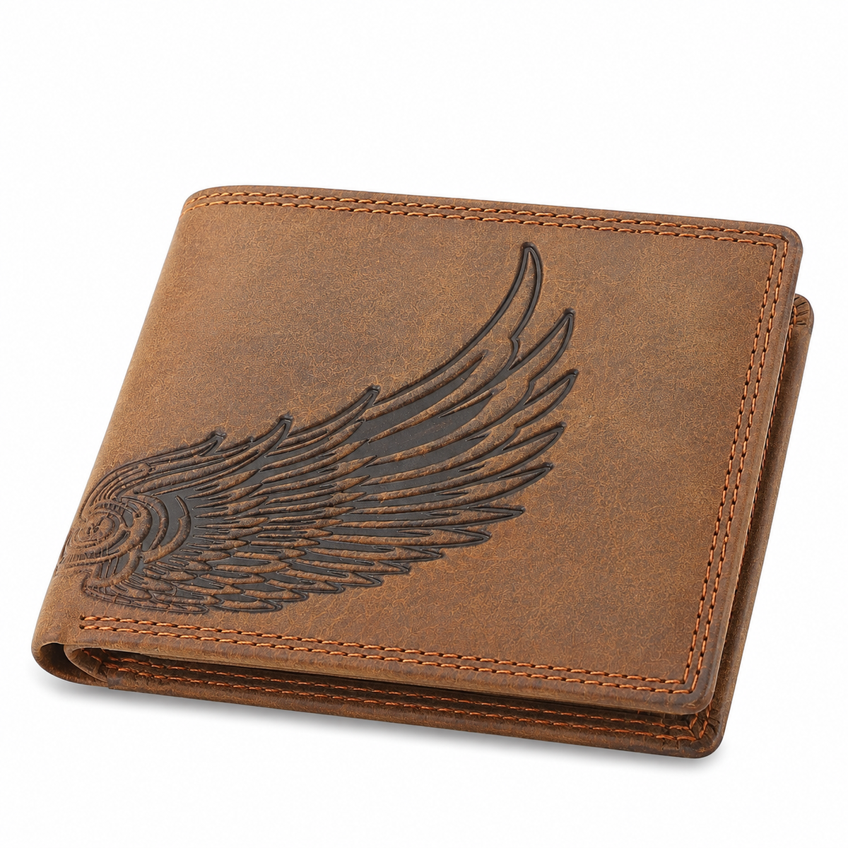 eagle embossed crunch leather wallet