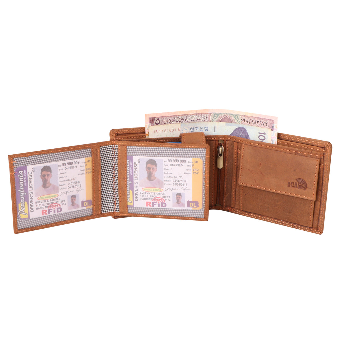 truck embossed cruch leather wallet