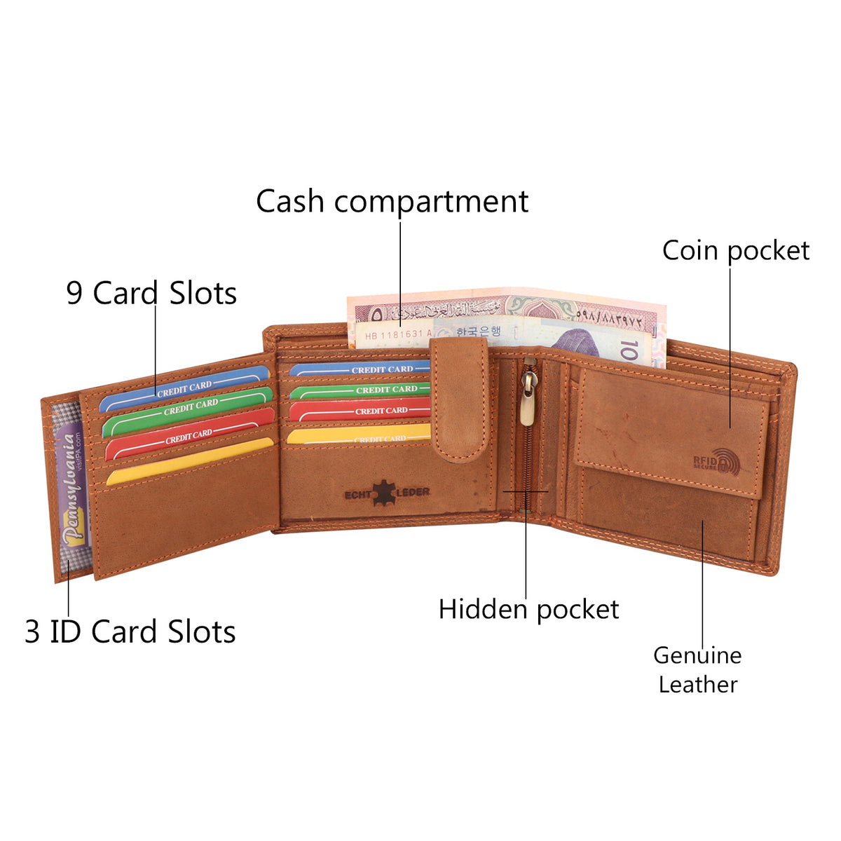 truck embossed cruch leather wallet