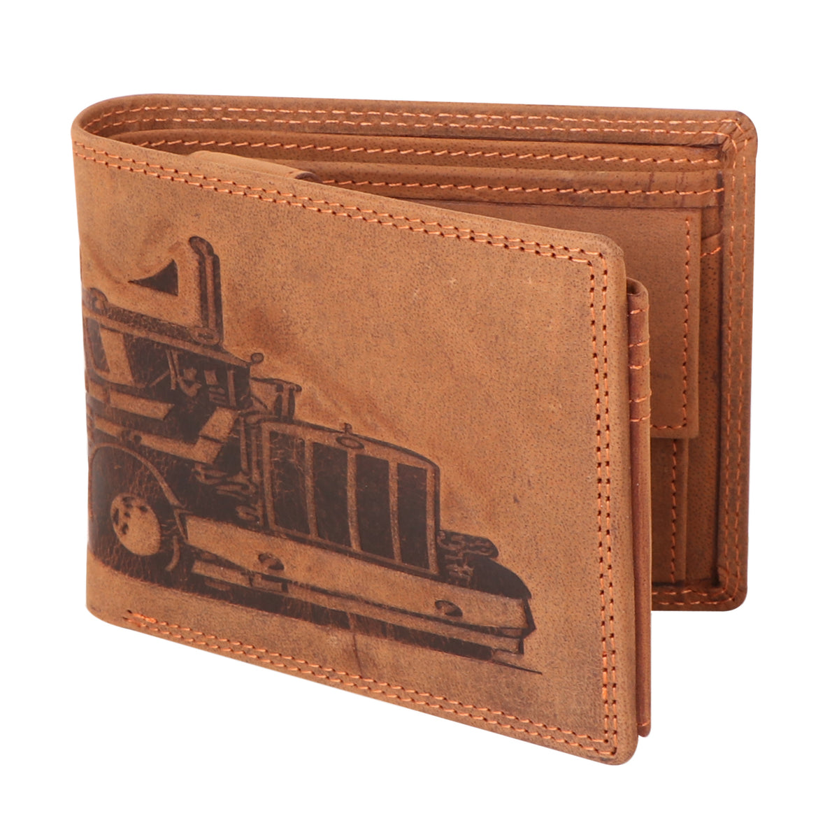 truck embossed cruch leather wallet