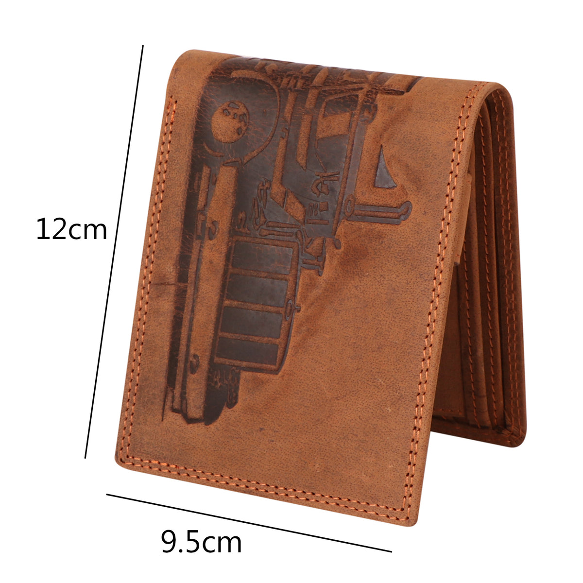 truck embossed cruch leather wallet