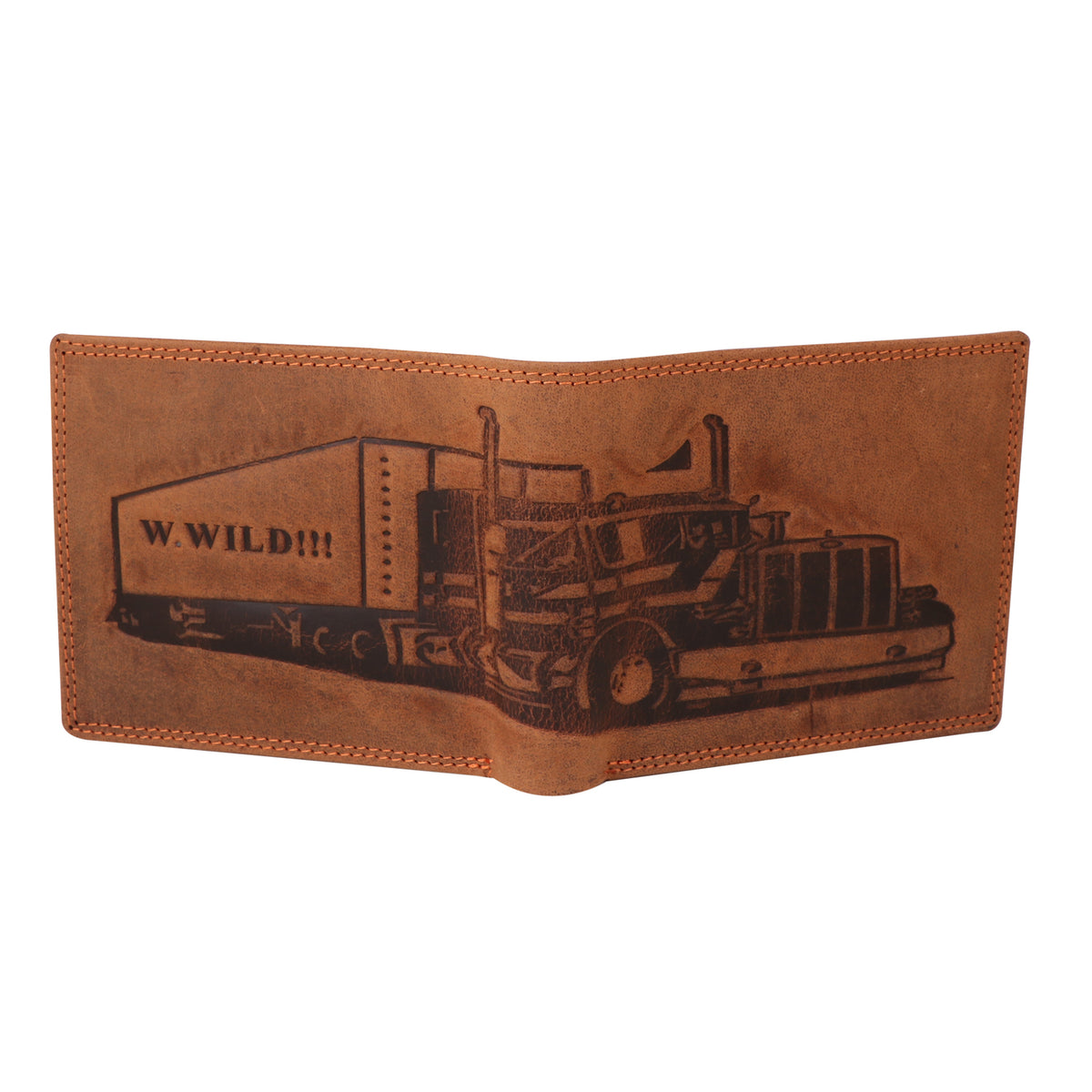 truck embossed cruch leather wallet