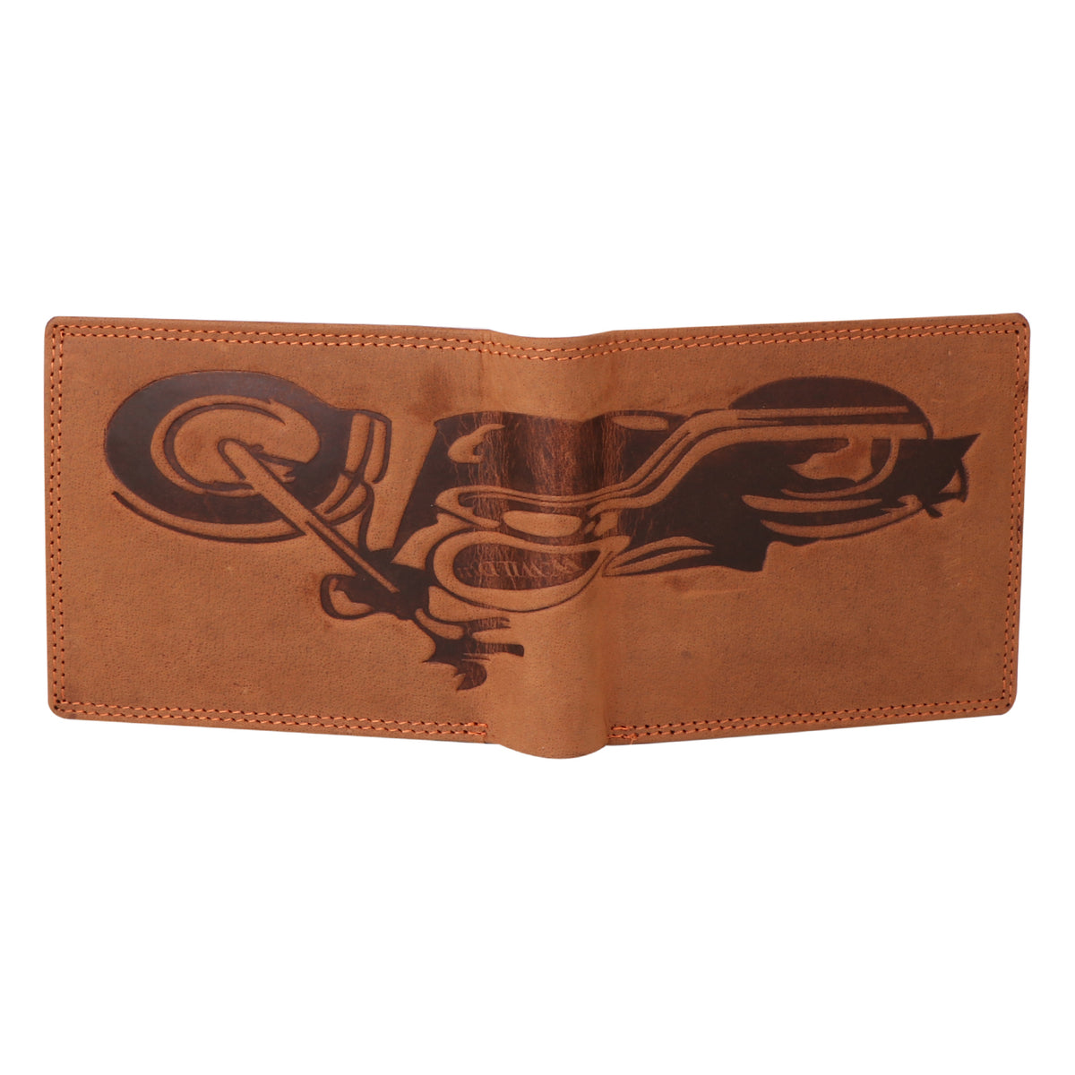 bike embossed cruch leather wallet