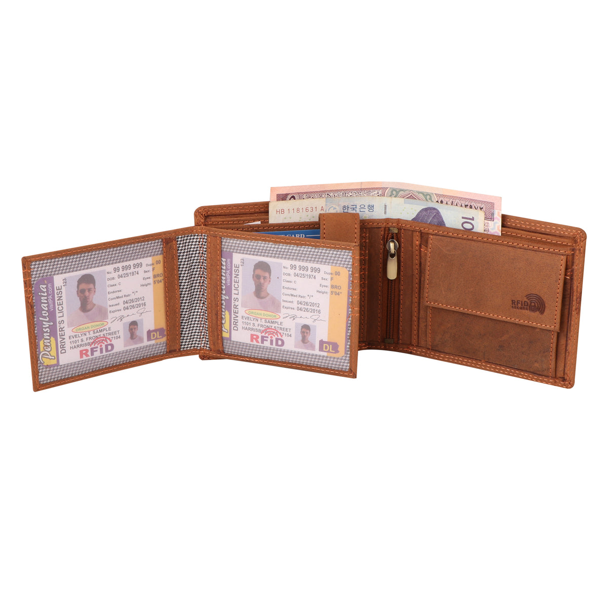 bike embossed cruch leather wallet