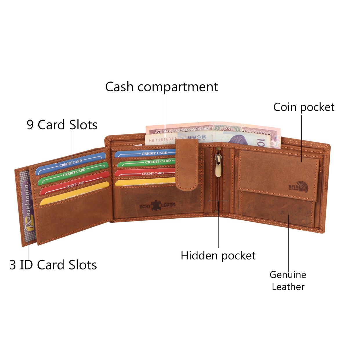 bike embossed cruch leather wallet