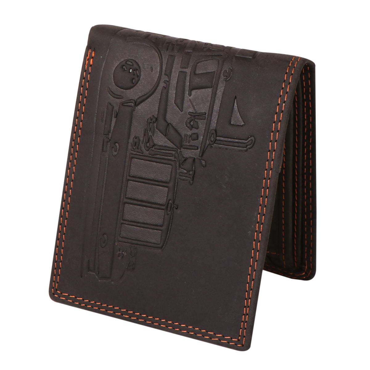 Seragino truck Embossed Leather Bifold Wallet