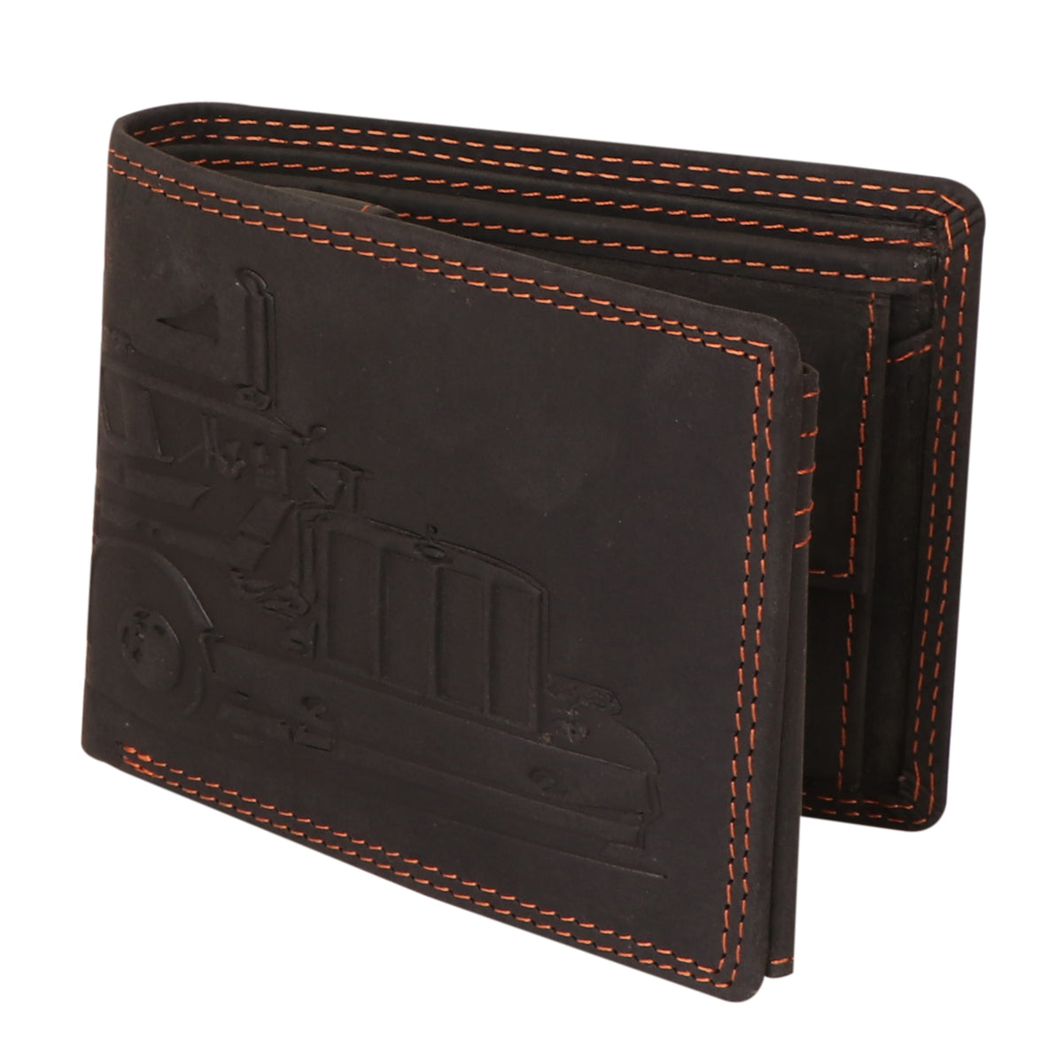 Seragino truck Embossed Leather Bifold Wallet
