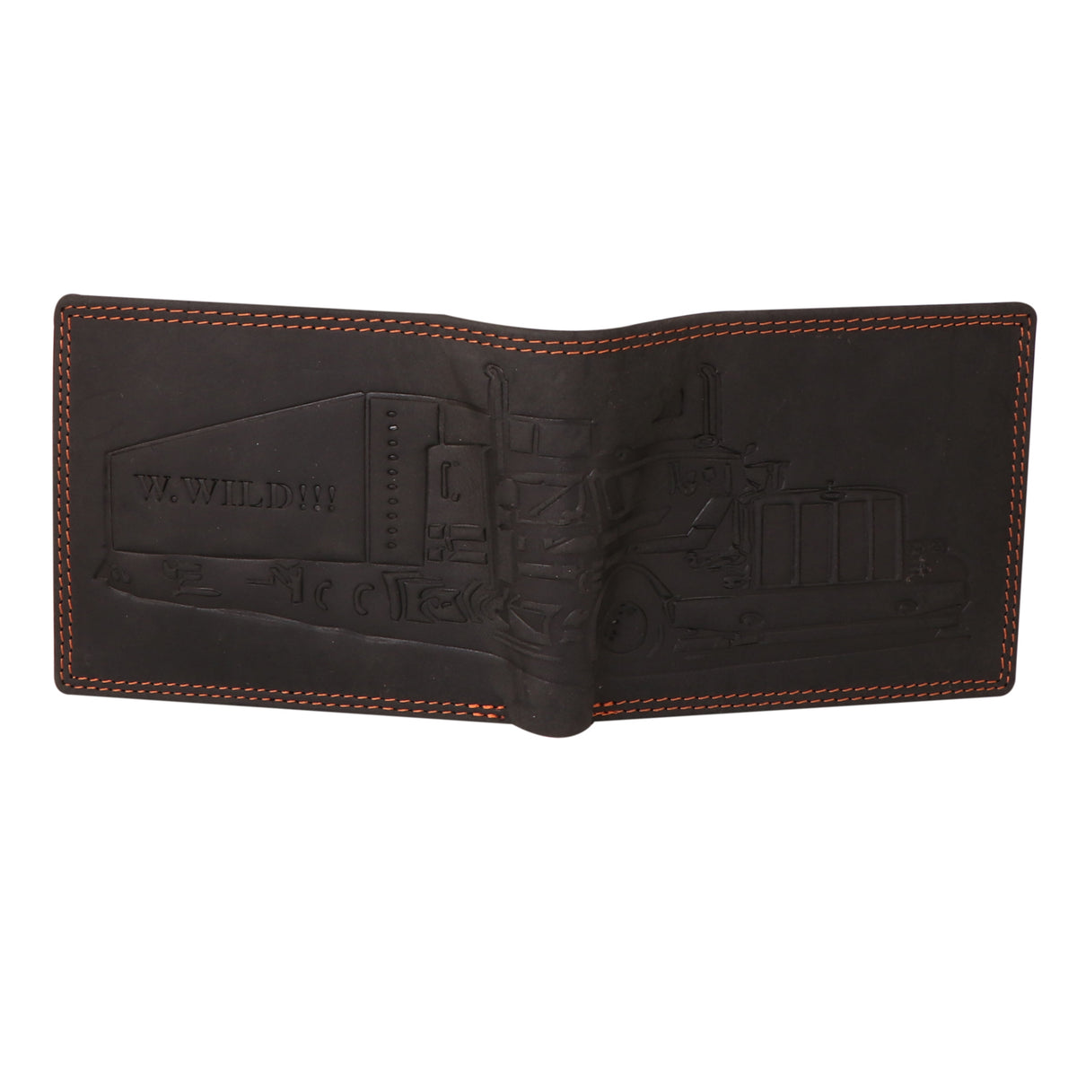 Seragino truck Embossed Leather Bifold Wallet