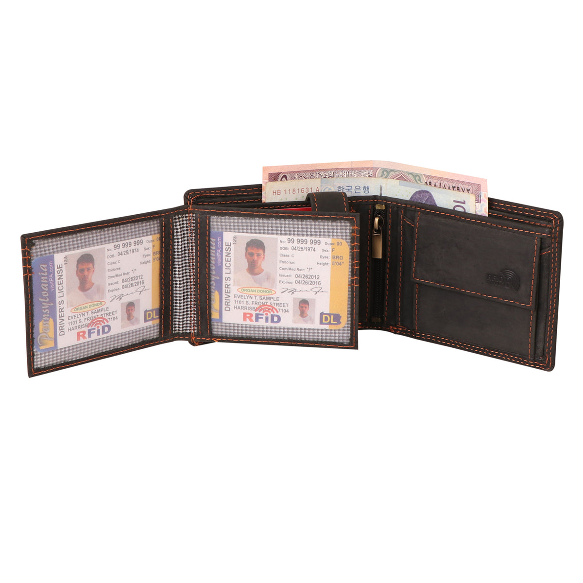 Seragino truck Embossed Leather Bifold Wallet