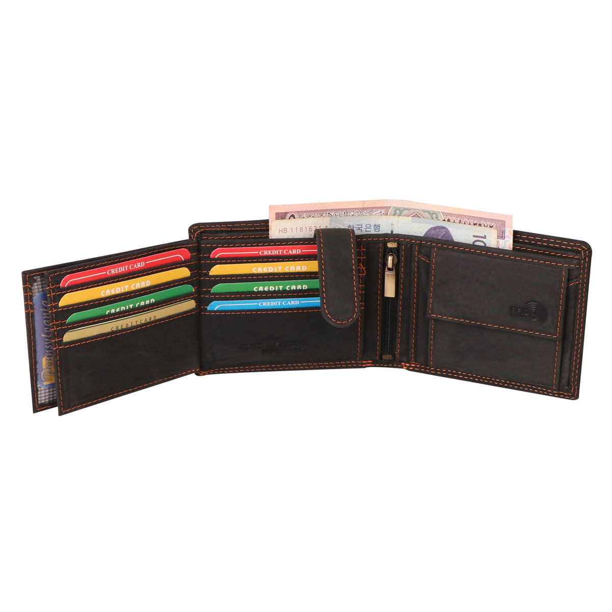 Seragino truck Embossed Leather Bifold Wallet
