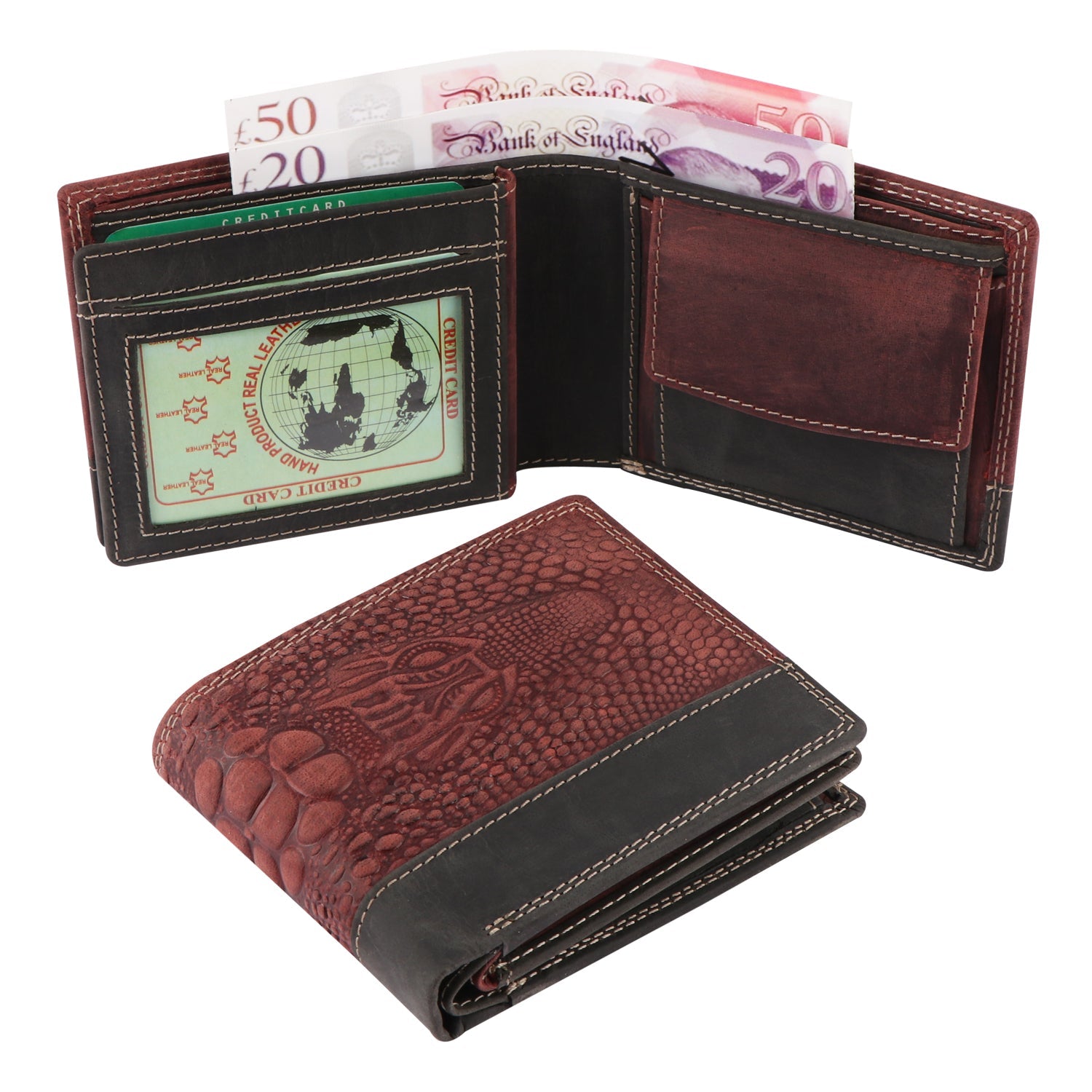 Seragino CrocPython Bifold Wallet - Cherry Red
