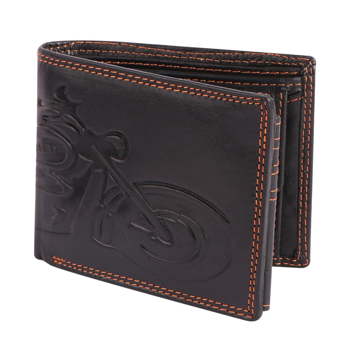 Seragino Bike Embossed Leather Bifold Wallet