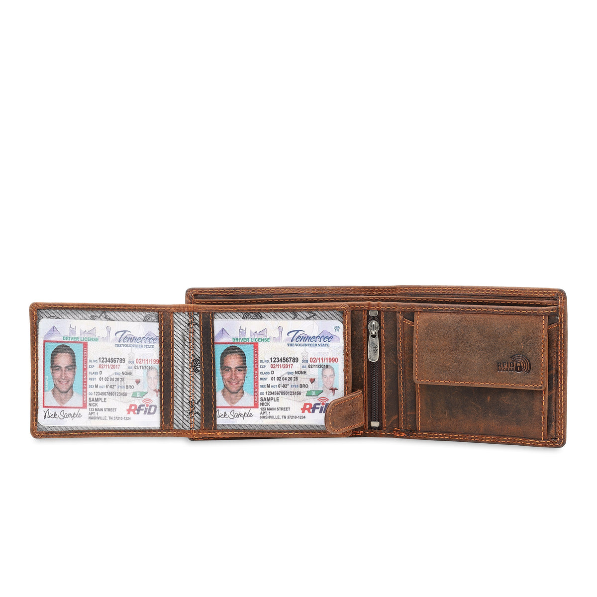 eagle embossed crunch leather wallet