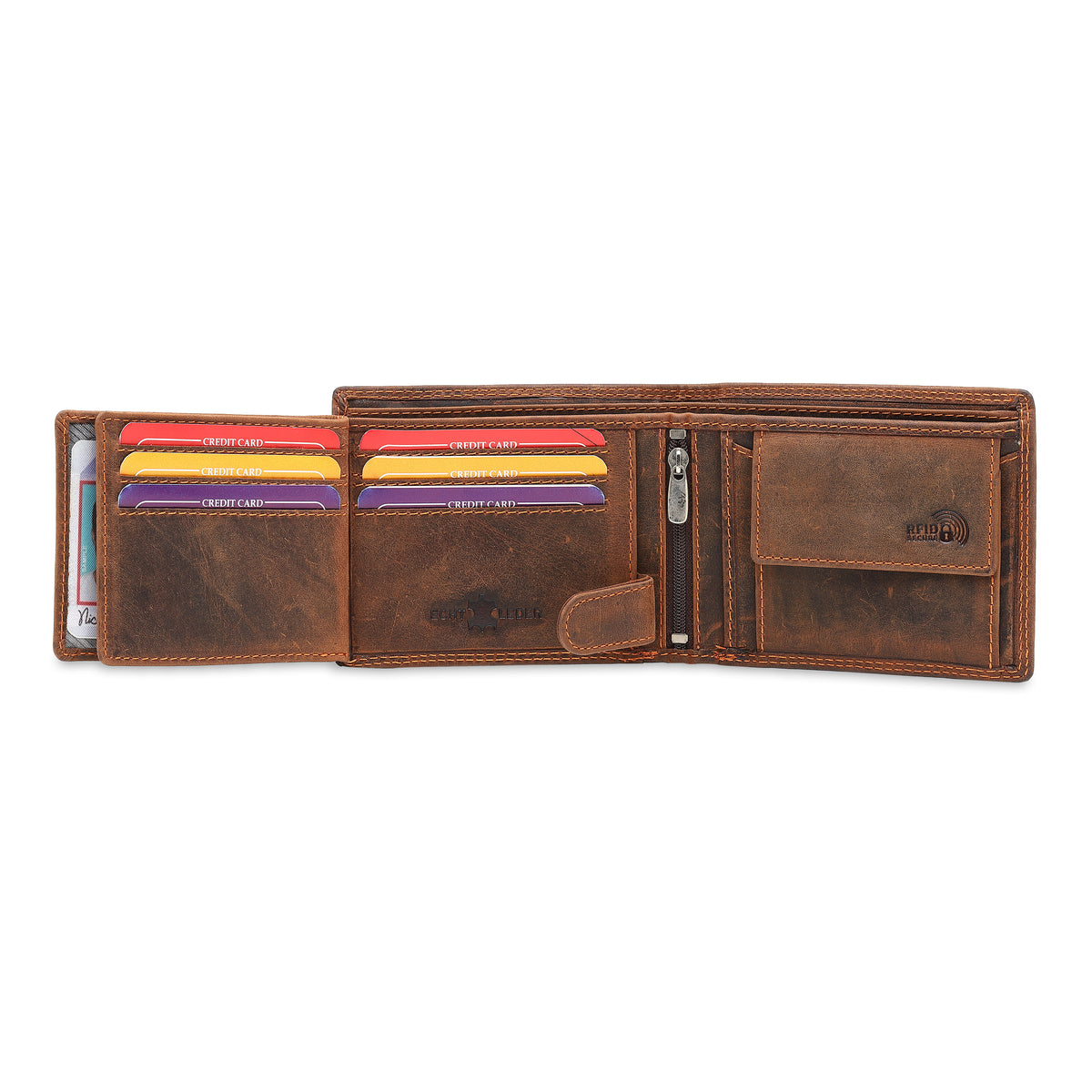 eagle embossed crunch leather wallet