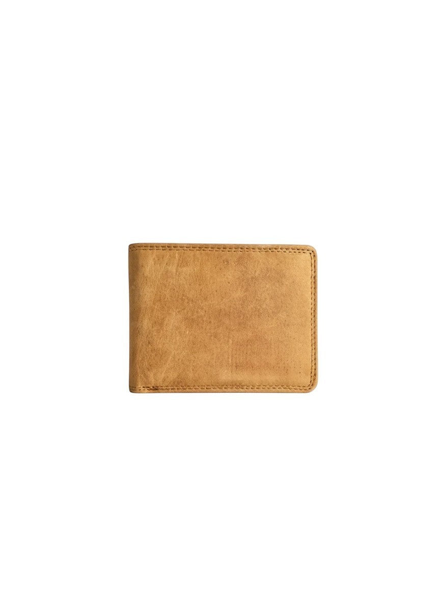 Seragino Classic Bifold wallet in tan full-grain leather with reinforced stitching and RFID-blocking lining.