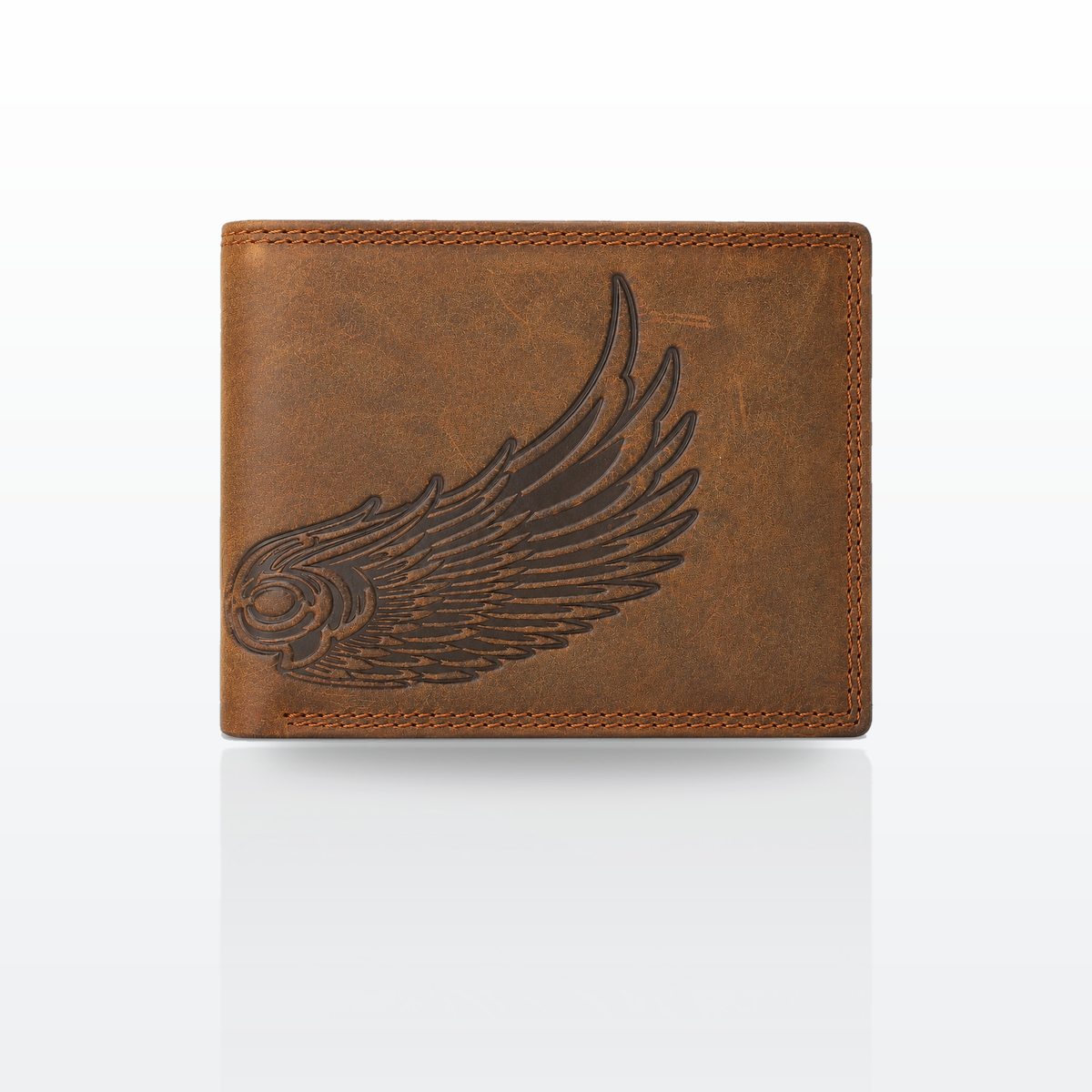 eagle embossed crunch leather wallet