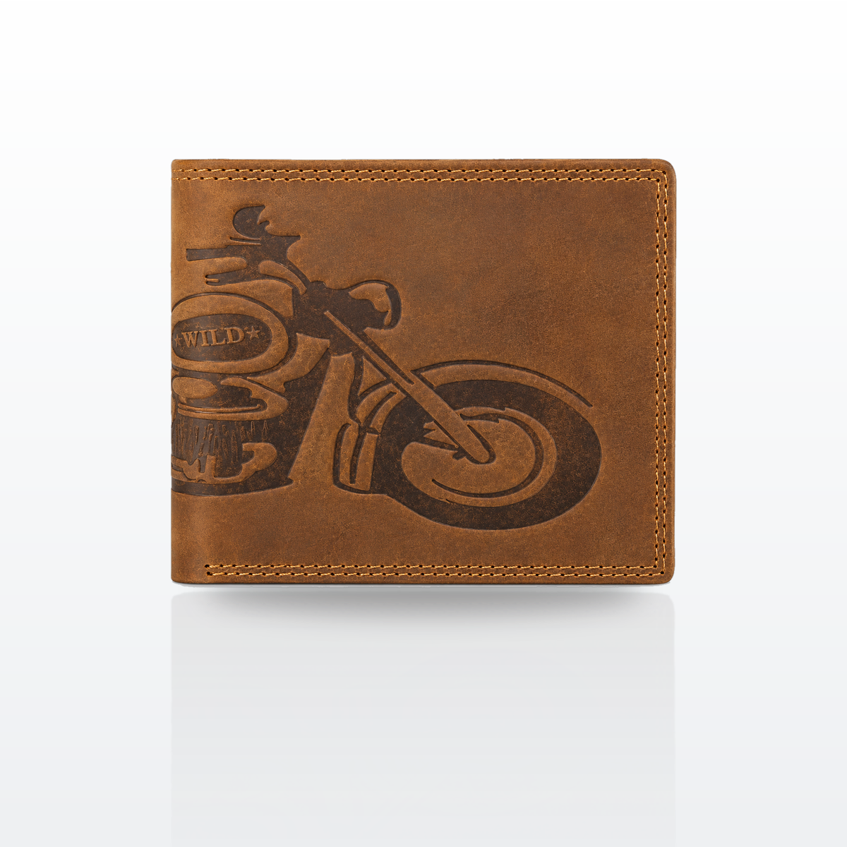 bike embossed cruch leather wallet